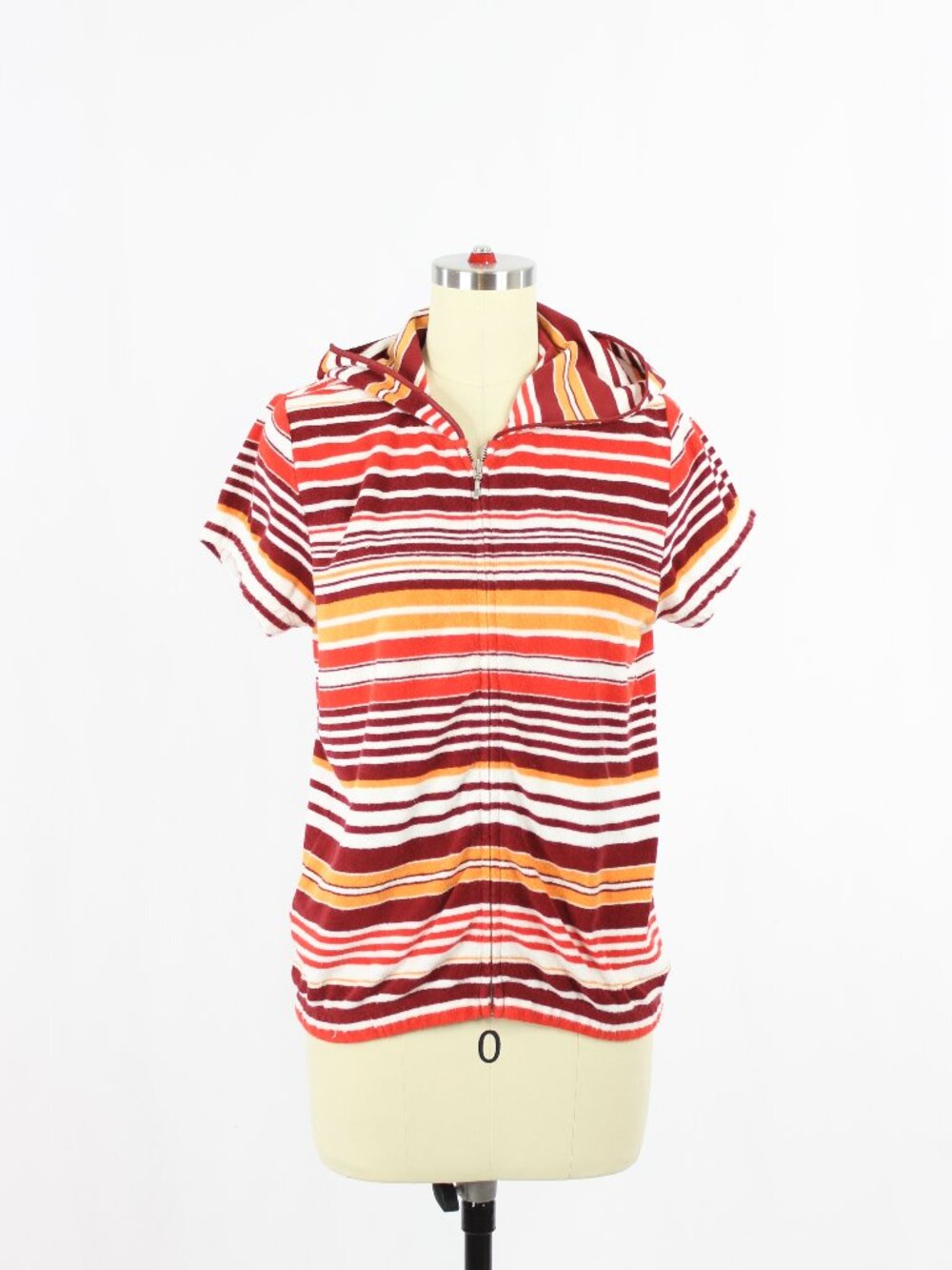 Vintage 00's GAP Red Orange Striped Cotton Terry Short Sleeve Sweatshirt, Size M